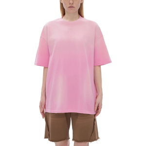 เสื้อยืดคอตตอนหนา 270gsm สำหรับผู้หญิง สไตล์วินเทจฟอกสี ทรงโอ-เนค แขนสั้น สตรีทแวร์ ผ้าฝ้าย 100% พิมพ์ลาย - Product Image 1