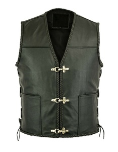 Chaleco de cuero personalizado para hombre, ropa de abrigo de verano transpirable para montar en motocicleta con insignia bordada - Product Image 4