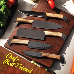 5PCS Viking Art Carbon Steel <b>Kitchen</b> <b>Knife</b> Set Handmade Chef <b>Knives</b> Ambidextrous Professional Cooking Wood Handles <b>Sharp</b> Durable - Product Image 5