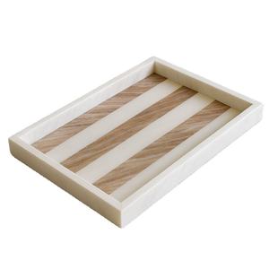 Black Marble <b>Tray</b> with White Stripes and Gold Flower Handles Elegant Decorative Serving <b>Tray</b> for <b>Snacks</b> and Appetizers - Product Image 2