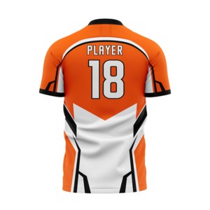 Maillot de basketball géométrique blanc et orange pour homme, col en V, sans manches, anti-humidité, coupe athlétique, impression sublimée - Product Image 2
