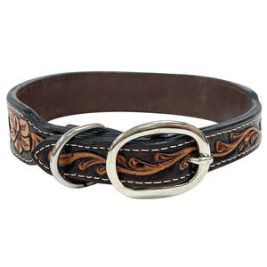 Collier pour chien en cuir véritable fait main, style western, orné de perles et de strass, à prix de gros - Product Image 2