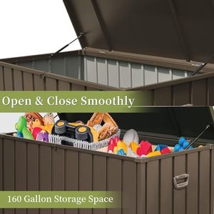 160 Gallon Outdoor Storage Deck Box Waterproof <b>Large</b> Patio Storage <b>Bin</b> for Cushions Throw Pillows Garden Tools Sheds Storage - Product Image 2