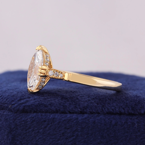 แหวนหมั้นเพชรทรงมาร์คีส์ทองคำ 14K สำหรับผู้หญิง สไตล์คลาสสิก - Product Image 6