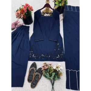 Hermoso conjunto de Parte superior inferior y Dupatta para mujer con trabajo de secuencia de bordado - Product Image 3