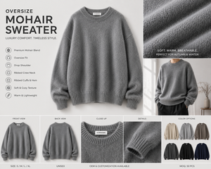เสื้อสเวตเตอร์โมแฮร์กันยับทรงโอเวอร์ไซส์แบบสั่งทำพิเศษสำหรับ OEM  แบบยูนิเซ็กซ์  ถักแบบปัดขน  คอกลม  ลายทางวินเทจ  สำหรับฤดูหนาว  แบบสั่งผลิตส่วนตัว - Product Image 5