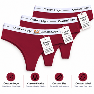 Wholesale Women's Low-Rise Seamless Thong Panties Breathable Stretch 100% Cotton ODM Custom Logo Everyday <b>Underwear</b> Low MOQ - Product Image 4