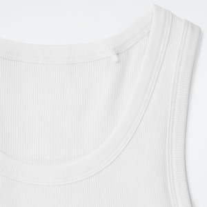 Camisetas sin mangas de punto acanalado blancas para mujer, cuello redondo, corte ajustado, longitud regular, para gimnasio y fitness - Product Image 5