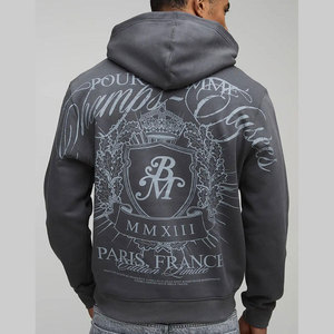 Sudadera con capucha y cremallera para hombre, de felpa sólida con lavado ácido, 100% algodón transpirable, con logo personalizado, teñido liso, para invierno, fabricada en Pakistán. - Product Image 4