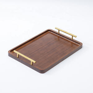 Luxury Wooden Serving Tray with Strong Metal Handles Decorative Breakfast Tray for Bed <b>Coffee</b> <b>Table</b> Ottoman Kitchen - Product Image 1