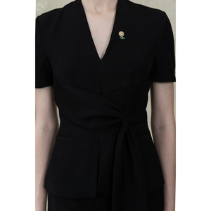 High Quality Women's Black <b>Blazer</b> and Wide Leg Pants Office Suit <b>Set</b> 100% Cotton Breathable S30 - Product Image 6