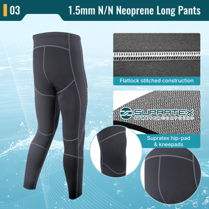 Traje de Surf de Neopreno de 1.5mm para Hombre, Personalizable OEM/ODM, con Estampado, 2 Piezas, Chaqueta de Manga Larga con Cierre Frontal en el Pecho y Pantalones, UPF 50+ - Product Image 4