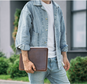 Genuine Leather Tablet Sleeve Tablet Pouch Brown Soft Protective Case for Tablet Business Travel Tablet Case Leather - Product Image 3
