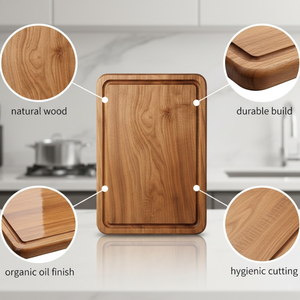 เขียงไม้รูปสี่เหลี่ยมผืนผ้ารักษ์โลกพร้อมที่วาง |   เขียงครัวแบบมีร่องสำหรับเตรียมและเสิร์ฟอาหาร OEM ODM - Product Image 5