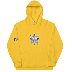 <b>Womens</b> <b>Yellow</b> Pullover Hoodie Long Sleeve Graphic Sweatshirt Kangaroo Pocket Casual Hooded <b>Top</b> Sigma Gamma Rho Style Apparel - Product Image 1