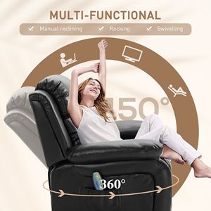 Poltrona Reclinabile Girevole in Pelle PU con Massaggio, Telecomando e Poggiapiedi Imbottito per Soggiorno e Camera da Letto, Ideale per Donne - Product Image 5
