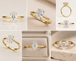 Bague solitaire en or jaune avec diamant ovale de haute qualité - Product Image 3