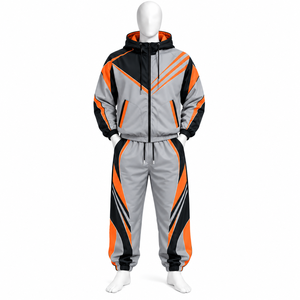 Survêtement de jogging en nylon avec fermeture éclair, logo personnalisé du fabricant, streetwear, coupe-vent, pour homme, en vente - Product Image 4