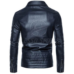 Veste en cuir pour homme, coupe ajustée, élégante, confortable, tendance, automne, style vintage, confortable et chaude - Product Image 3