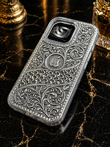 เคสโทรศัพท์มือถือเงินแท้ 925 พรีเมียม ลายดอกไม้สลักแบบโบราณ - Product Image 3