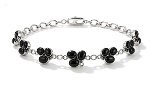 Bracelet chaîne fleur en argent 925 et onyx noir pour femme, bijou minimaliste pour tous les jours - Product Image 3