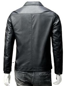 Chaquetas de cuero Invierno e invierno Abrigo de moda de alta calidad Cuello de polo Chaqueta de cuero de invierno para hombres - Product Image 2