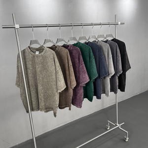 Camiseta Unisex Vintage con Logotipo Personalizado, Lavado Ácido, Corte Holgado, de Algodón, Manga Corta, Estilo Urbano para Hombre - Product Image 1