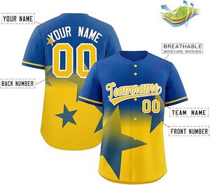 Maillot de baseball personnalisé unisexe, design étoile bleue et rouge, impression par sublimation, polyester respirant, uniforme d'équipe adulte - Product Image 3
