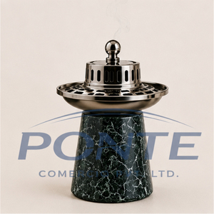Natural Marble Incense Burner With Detachable Metal Lid Modern Handcrafted Bakhoor Holder And Oud Fragrance Diffuser For Sale - Product Image 3