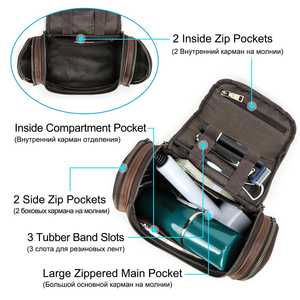 Handmade Genuine Leather Toiletry Bag Mens Dopp <b>Kit</b> Travel Wash Bag <b>Shaving</b> <b>Kit</b> Organizer Custom Logo Bulk TYG-0123 - Product Image 4