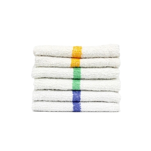 Serviettes de cuisine en coton blanc avec rayures colorées, chiffons de nettoyage rectangulaires multi-usages pour la cuisine, personnalisables - Product Image 5