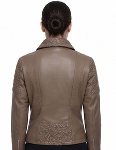 Veste de moto en cuir d'agneau véritable pour femmes Gravs, coupe-vent, écologique, service OEM personnalisé - Product Image 5
