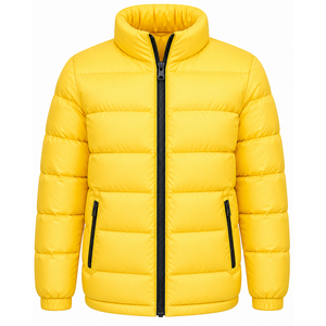 เสื้อแจ็คเก็ตพัฟเฟอร์สีเหลืองสำหรับผู้ชาย แบรนด์ Manufacturer ป้องกันลม กันหนาว ปิดด้วยซิป คอตั้ง สวมใส่สบาย ทรงปกติ น้ำหนักเบา - Product Image 1