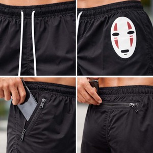 กางเกงขาสั้นกีฬาสีดำสำหรับผู้ชาย มีกระเป๋าซิป โลโก้สั่งทำได้ เหมาะสำหรับออกกำลังกาย วิ่ง และเล่นกีฬา - Product Image 6