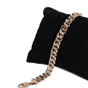 22K <b>Solid</b> <b>Gold</b> Two Tone Cuban Bracelet for Men Luxury Diamond Cut Link Chain Kada Designer Male Wristband Jewelry 19.01g - Product Image 1