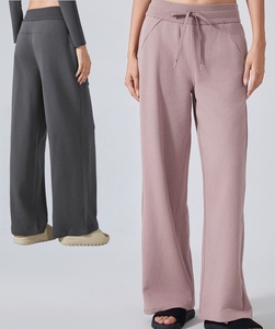 Pantalon de jogging évasé oversize pour femme, taille élastique, en molleton doux, décontracté, pour l'hiver, style décontracté et confortable pour le quotidien - Product Image 1