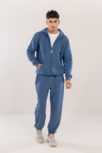 Sudadera con Capucha y Cierre de Cremallera, Bordada, Color Azul Claro, de Primera Calidad, para Hombre, Cálida, Informal, Cómoda, Corte Regular, para Invierno - Product Image 5