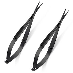 Ciseaux à sourcils en acier inoxydable, lame droite, outil de beauté, pour droitier, manche noir - Product Image 5
