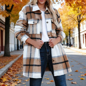 Vente flash sur Temu : veste à carreaux boutonnée pour femme, décontractée, à manches longues, à revers, avec poches, surdimensionnée, pour l'automne et l'hiver - Product Image 3