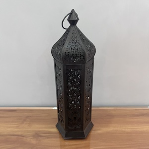 Artisan Design Handmade <b>Moroccan</b> Style Black Iron Candle Lantern <b>Decor</b> 4X4.75X13" for Home Wedding Table <b>Decor</b> - Product Image 2