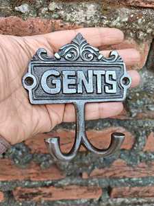 Heavy Duty Rustic Metal Gents Sign <b>Wall</b> Mounted Double Hook Vintage Industrial Style Coat <b>Hanger</b> for Mudroom Office Hotel - Product Image 5