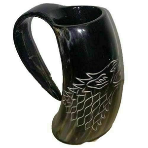 Jarra Vikinga de Cuerno de Buey Auténtica para Cerveza y Sidra, Estilo Vintage con Asa y Diseño Tallado de Lobo Fenrir, Pulido, para el Hogar - Product Image 6