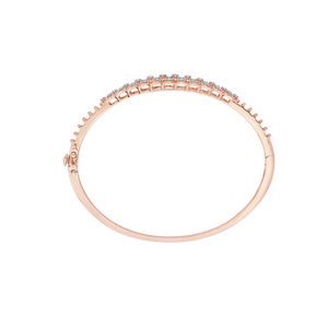 Rose Gold Lab Grown Diamond Floral Link Tennis <b>Bangle</b> <b>Bracelet</b> - Product Image 2