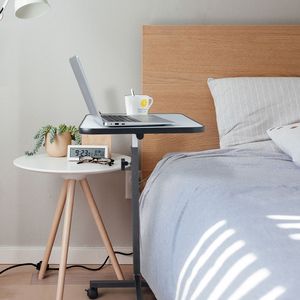 Comodino Multifunzionale Grigio Argento Regolabile in MDF/Ferro/4 Ruote con Freno per Camera da Letto, Ufficio e Uso Ospedaliero - Product Image 2