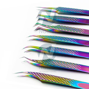 Pinzas para Pestañas, Juego de Pinzas para Extensiones de Pestañas, 5 Pinzas de Acero Inoxidable Japonés con Punta Curva y Lisa, Marca OEM 45 90 - Product Image 2