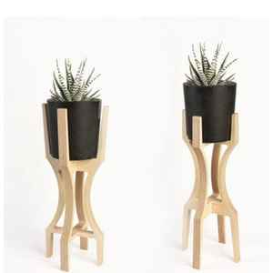 Maceta de Cerámica Contemporánea con Soporte de Madera, Maceta Decorativa Minimalista para Plantas de Interior, para Decoración de Sala de Estar u Oficina - Product Image 5
