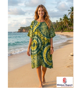 Printed Women <b>Kaftan</b> Dress Lightweight Comfortable Beach Wear Loose Fit Elegant <b>Summer</b> Style Custom Bulk Manufacturing Supply - Product Image 1