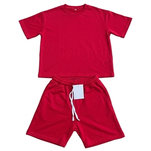 Ensemble de t-shirts et shorts en coton pour hommes, surdimensionné, streetwear, deux pièces, été, décontracté, vêtements de marque privée - Product Image 6