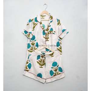 Conjunto de Pijama de Verano para Mujer, Transpirable, 100% Algodón, Manga Corta, Estampado Floral, Camiseta de Dormir Suave de Secado Rápido, Lavable a Máquina - Product Image 6