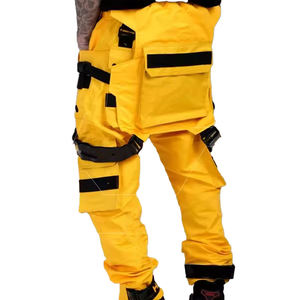 Pantalon Techwear Homme Multi-Poches Tactique Cargo Jaune Streetwear Hip Hop Joggers Boucle Ruban Cyberpunk Urbain - Product Image 6